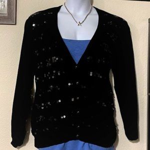 Vintage Torrid Black Sequin Stripe L/S Cardigan